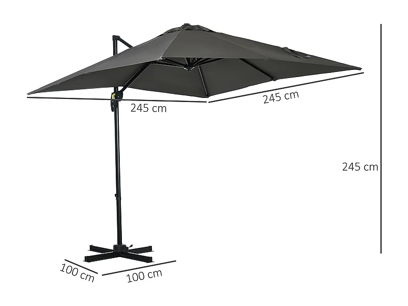 Sombrilla de jardín gris 245x245x245 cm Outsunny