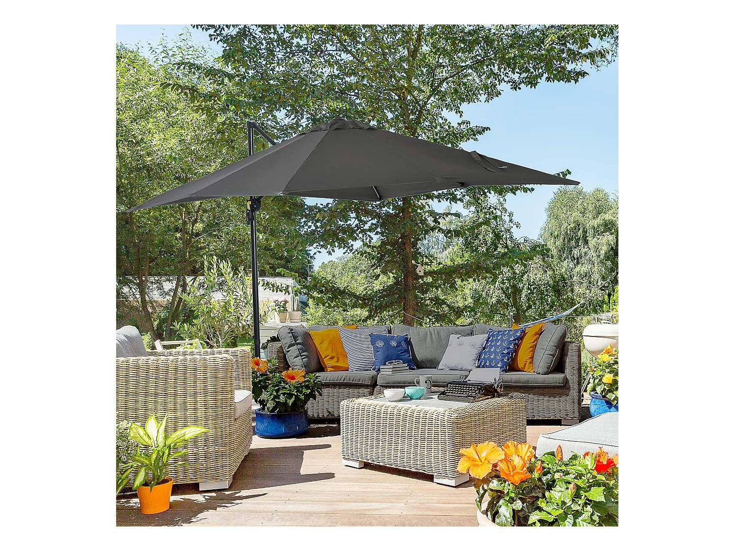 Sombrilla de jardín gris 245x245x245 cm Outsunny