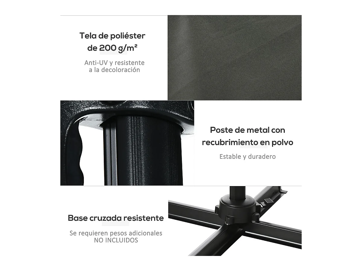 Sombrilla de jardín gris 245x245x245 cm Outsunny