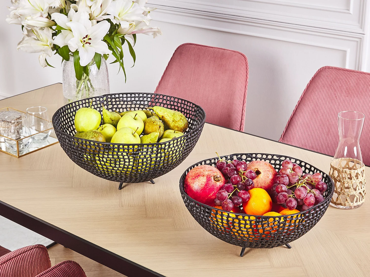 Set van 2 decoratieve schalen KRUKUT Metaal Zwart