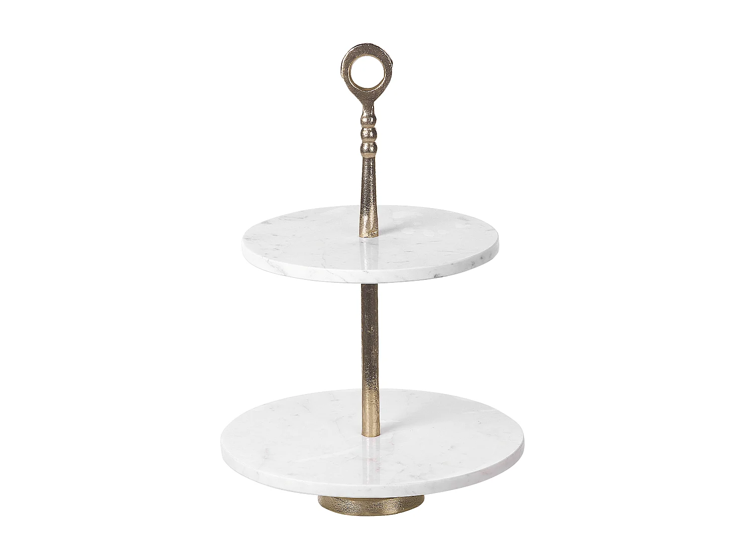 Etagere Marmor Aluminium weiß / gold 50 cm 2-stöckig Tischdekoration Tarum