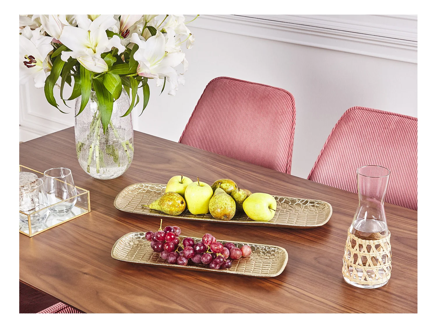 Lot de 2 boîtes à bibelots BRANTAS Métal Doré