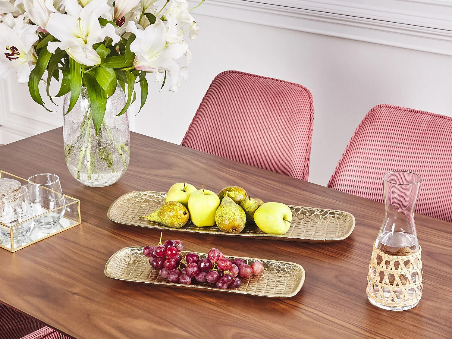 Lot de 2 boîtes à bibelots BRANTAS Métal Doré