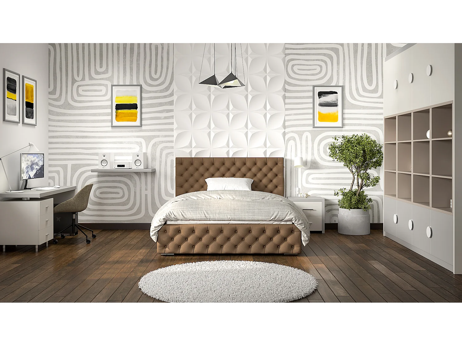 Lit ado moderne Rico 160x200 cm Taupe