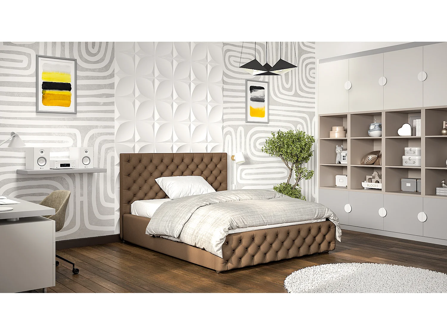 Lit ado moderne Rico 160x200 cm Taupe