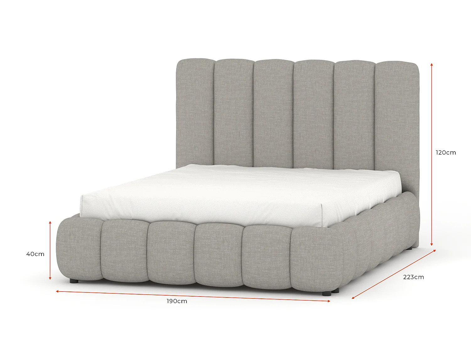 Lit ado moderne Rico 160x200 cm Taupe