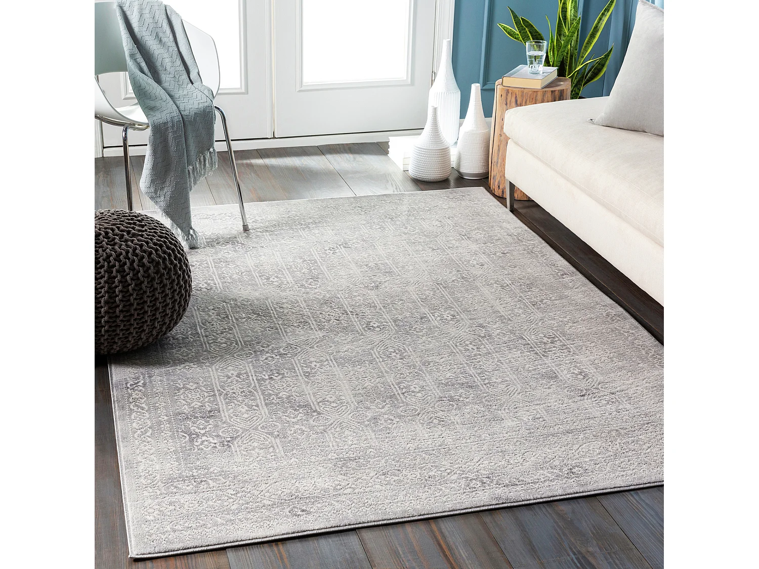 Tapis Vintage Oriental - Blanc/Gris - 160x215cm - VICKY