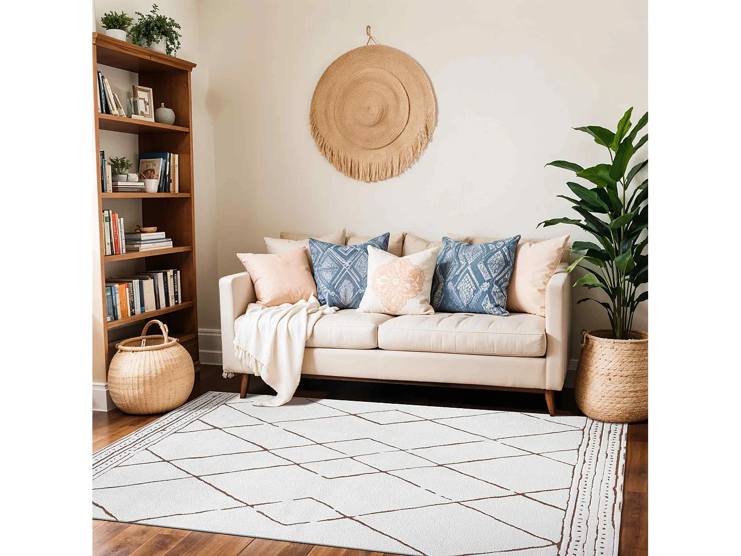 Tapis Berbère Ethnique - Ivoire/Terracotta - 200x275cm - HANNAH