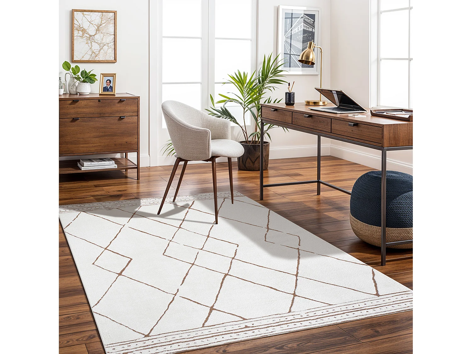 Tapis Berbère Ethnique - Ivoire/Terracotta - 200x275cm - HANNAH