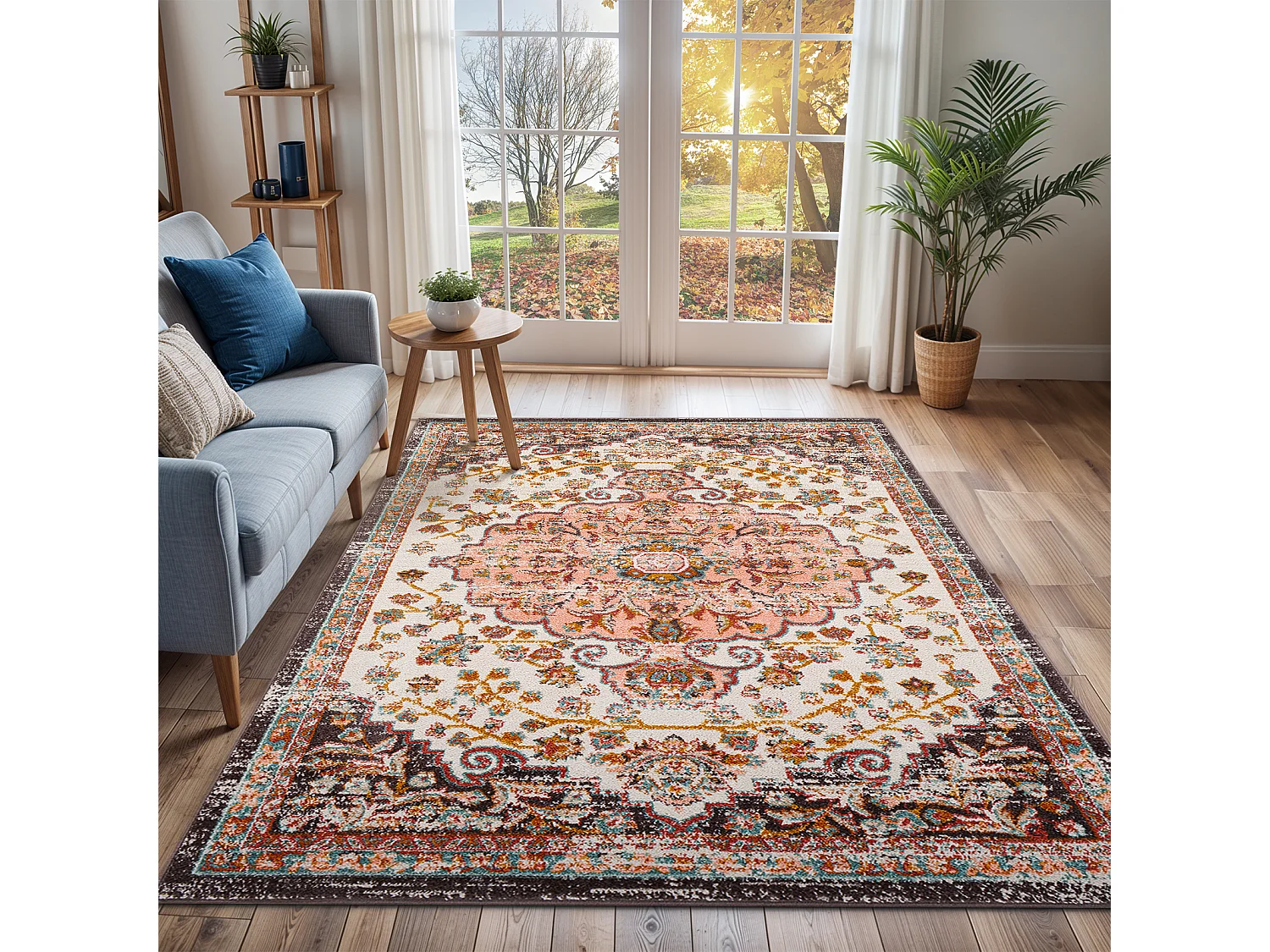 Vintage Oosters Tapijt - Roze/Wit - 200x275cm - CELIA