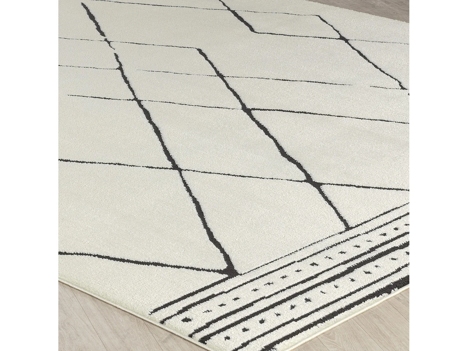 Berber Etnisch Tapijt - Ivoor/Zwart - 200x275cm - HANNAH