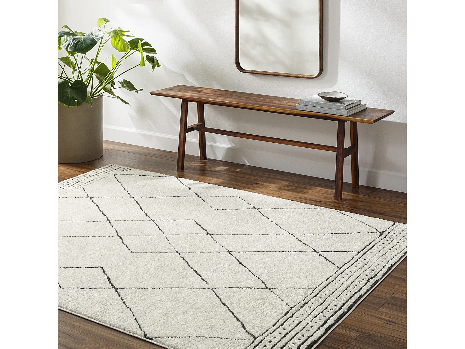 Berber Etnisch Tapijt - Ivoor/Zwart - 200x275cm - HANNAH