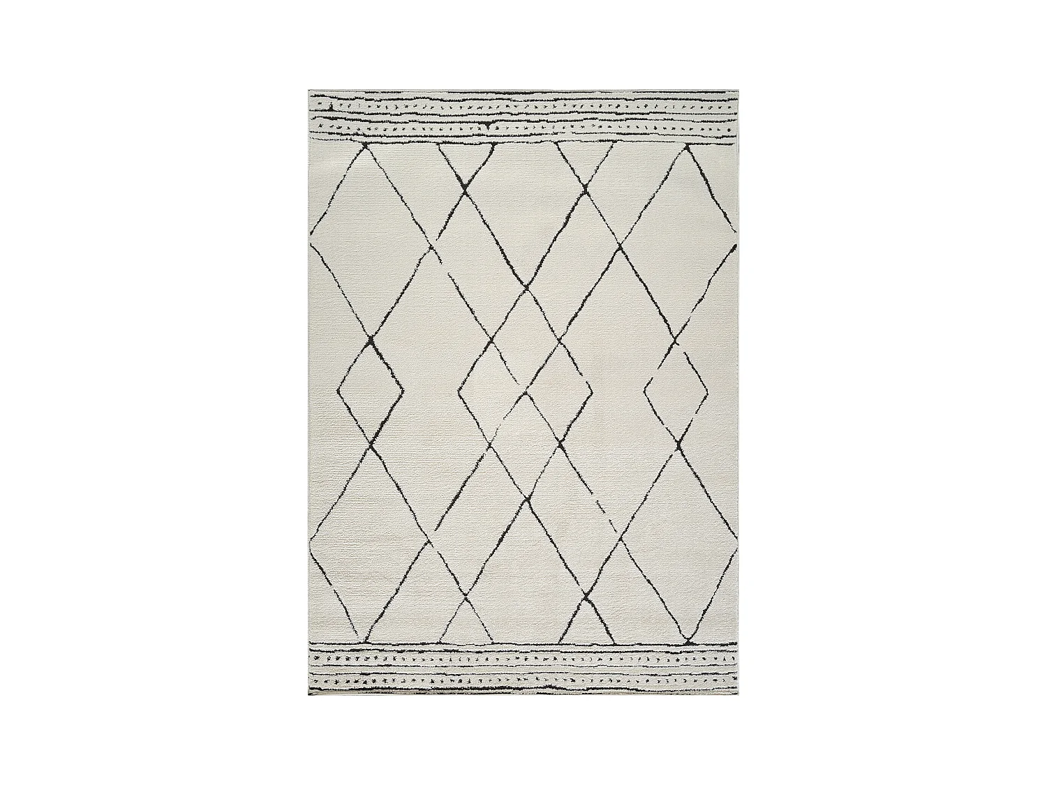 Tapis Berbère Ethnique - Ivoire/Noir - 200x275cm - HANNAH