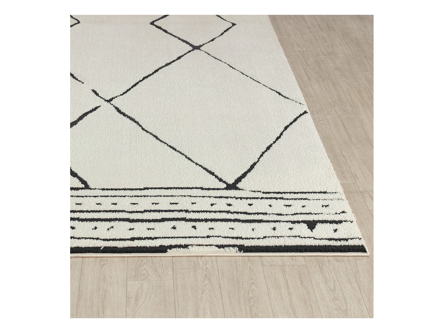 Tapis Berbère Ethnique - Ivoire/Noir - 200x275cm - HANNAH