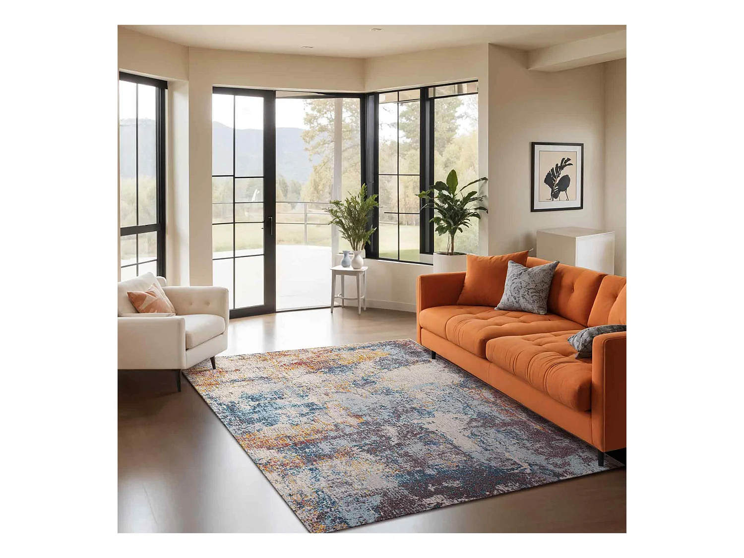 Modern Abstract Tapijt - Meerkleurig/Blauw - 160x213cm - VALERIE