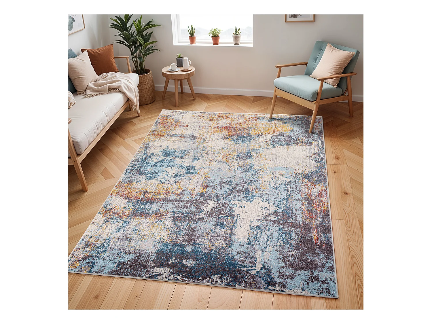 Modern Abstract Tapijt - Meerkleurig/Blauw - 160x213cm - VALERIE