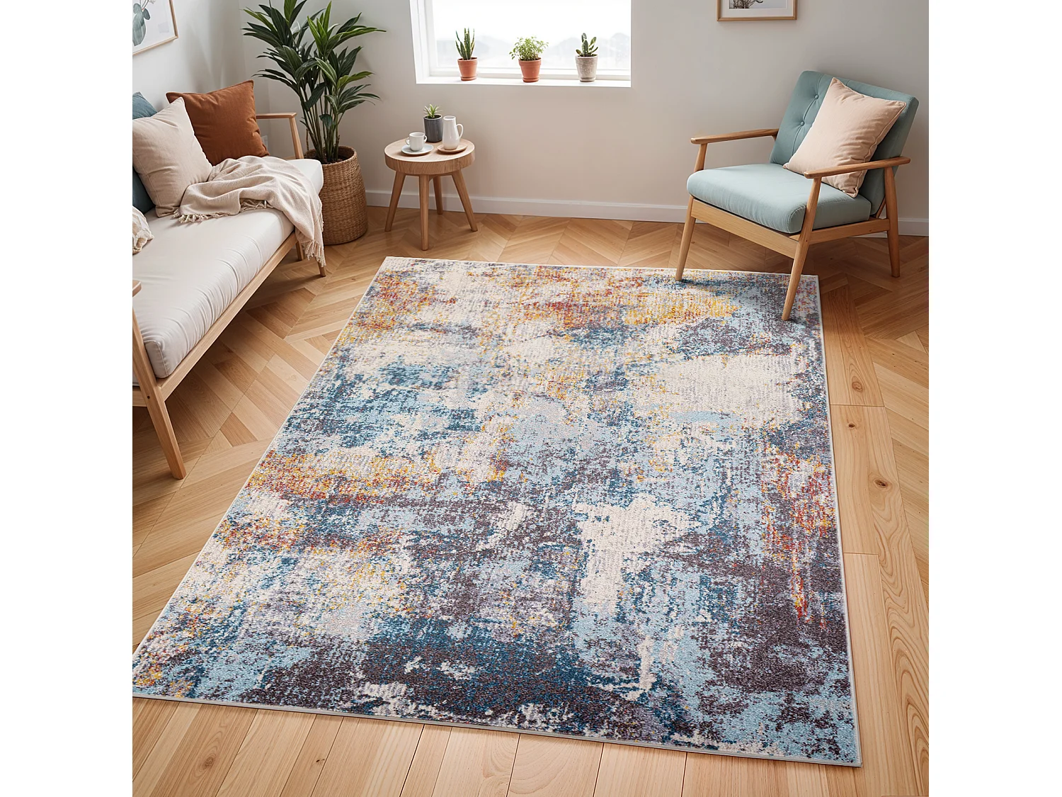 Modern Abstract Tapijt - Meerkleurig/Blauw - 160x213cm - VALERIE