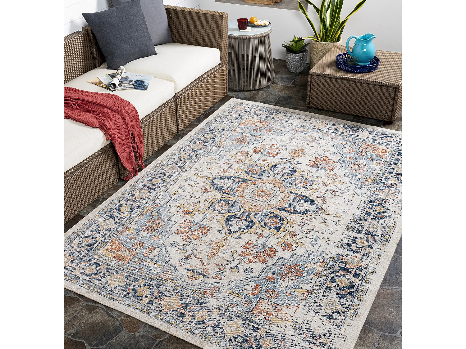 In-/Outdoor-Teppich - Blau/Beige - 200x275cm - SELMA