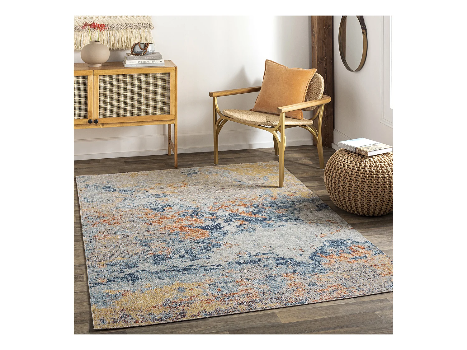 Tapis d'Extérieur/Intérieur - Jaune/Bleu - 160x213cm - MONA