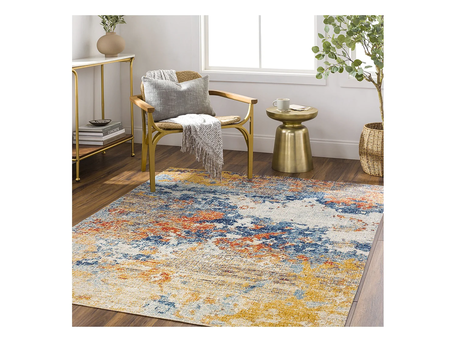 Tapis d'Extérieur/Intérieur - Jaune/Bleu - 160x213cm - MONA