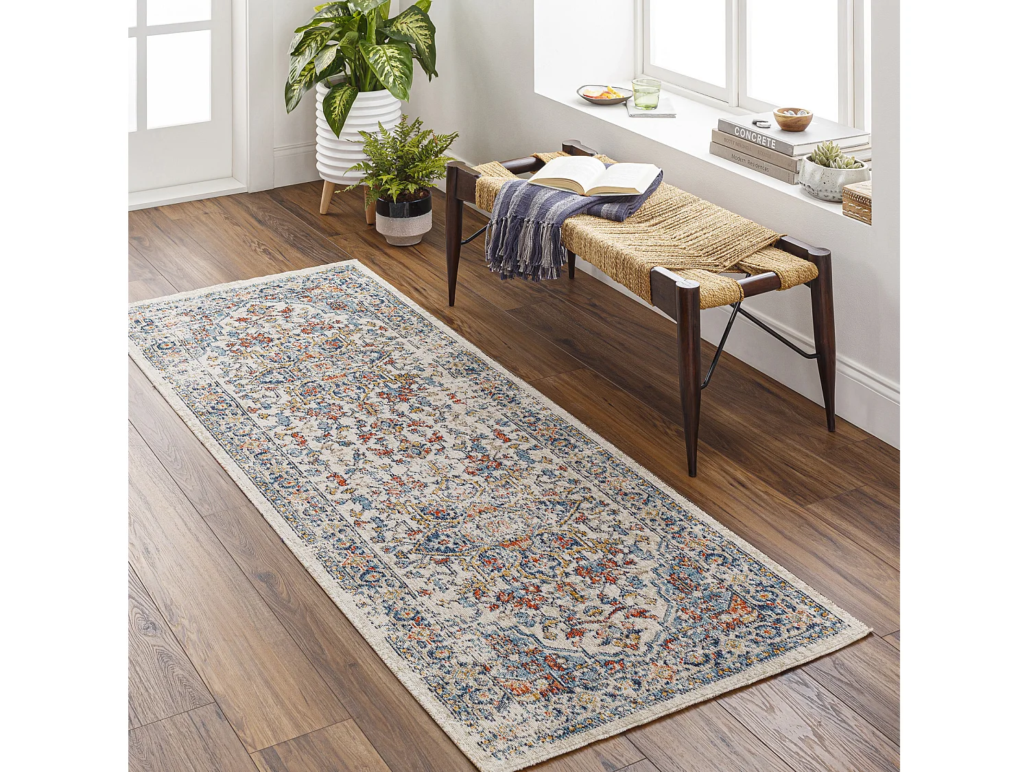 Tappeto Esterno/Interno - Blu/Beige - 80x220cm - SELMA