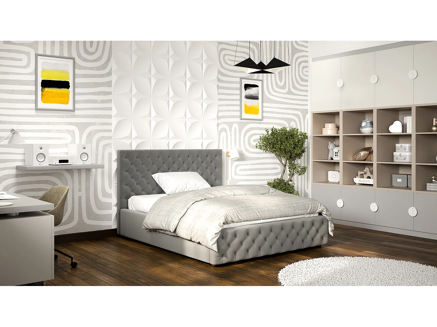 Lit ado moderne Zelda 160x200 cm Noir