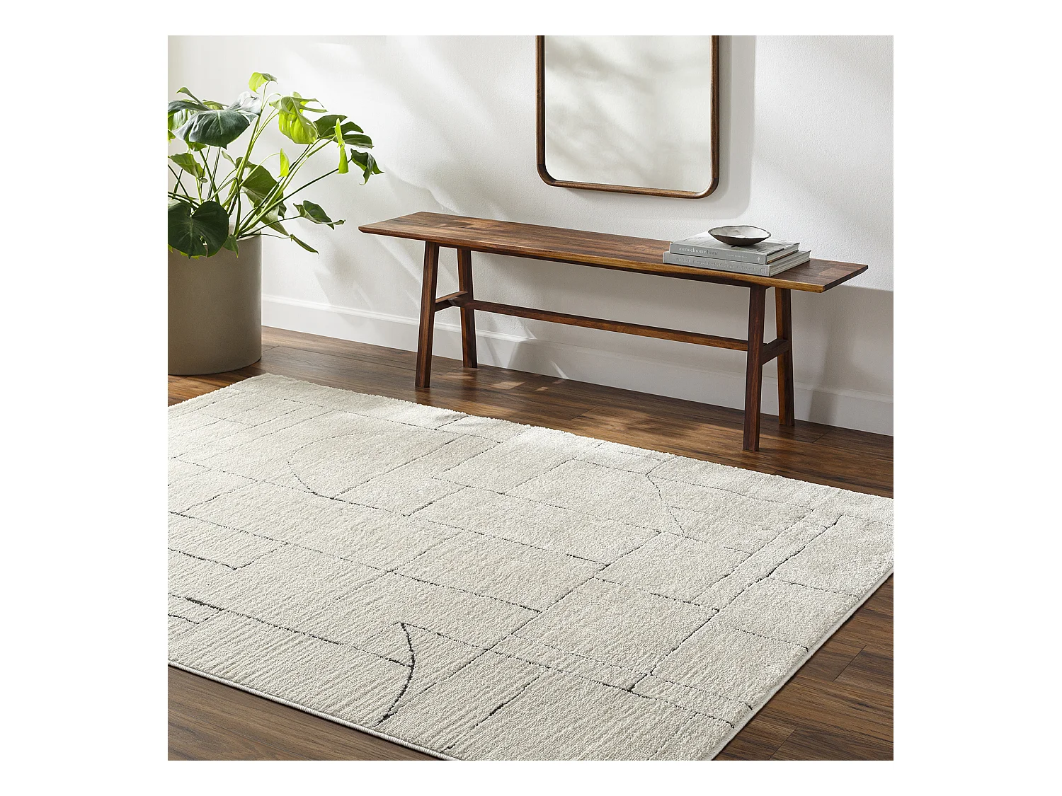 Tapis Scandinave Moderne - Ivoire/Gris - 160x213cm - LISA