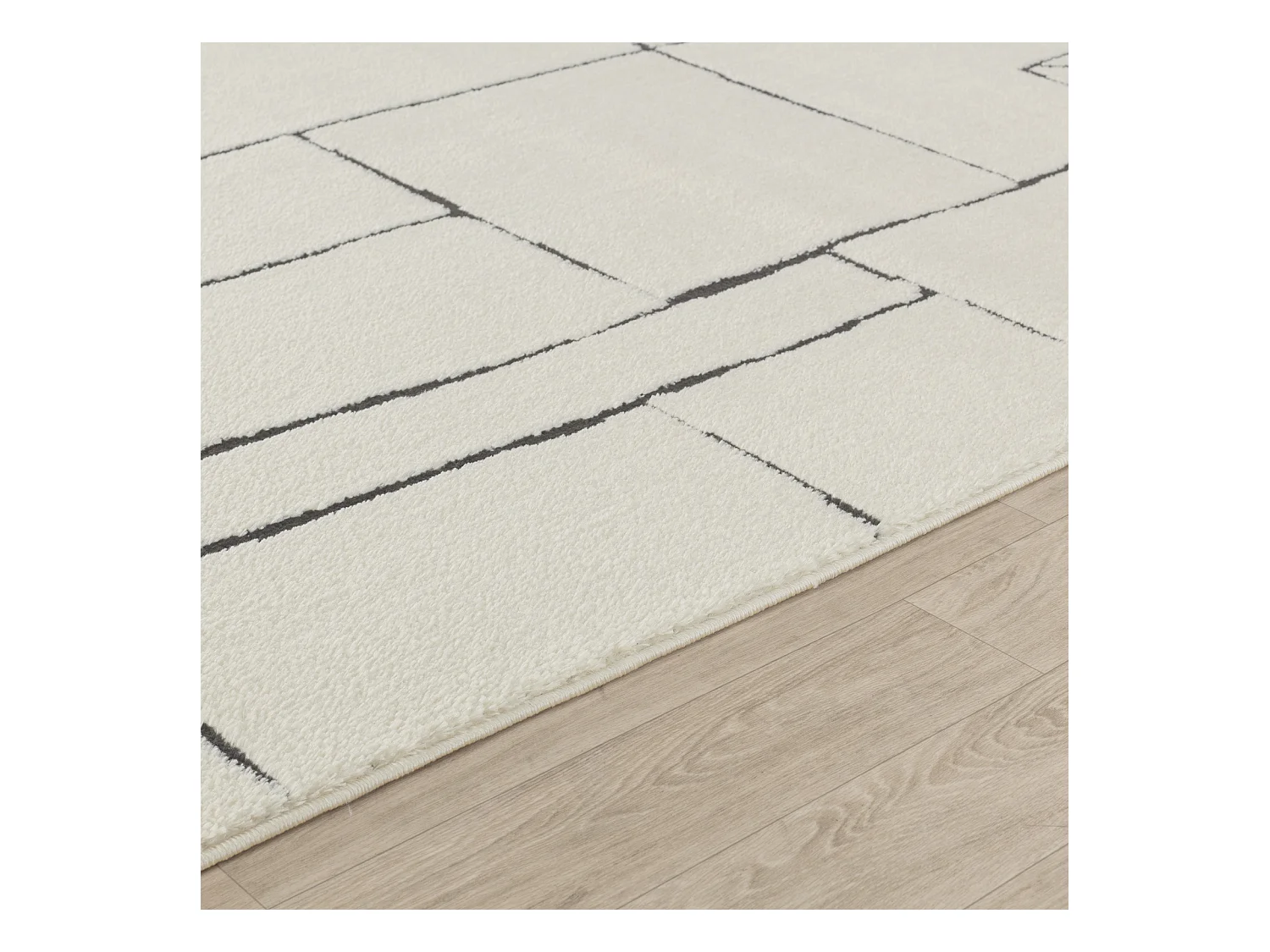 Tapis Scandinave Moderne - Ivoire/Gris - 160x213cm - LISA