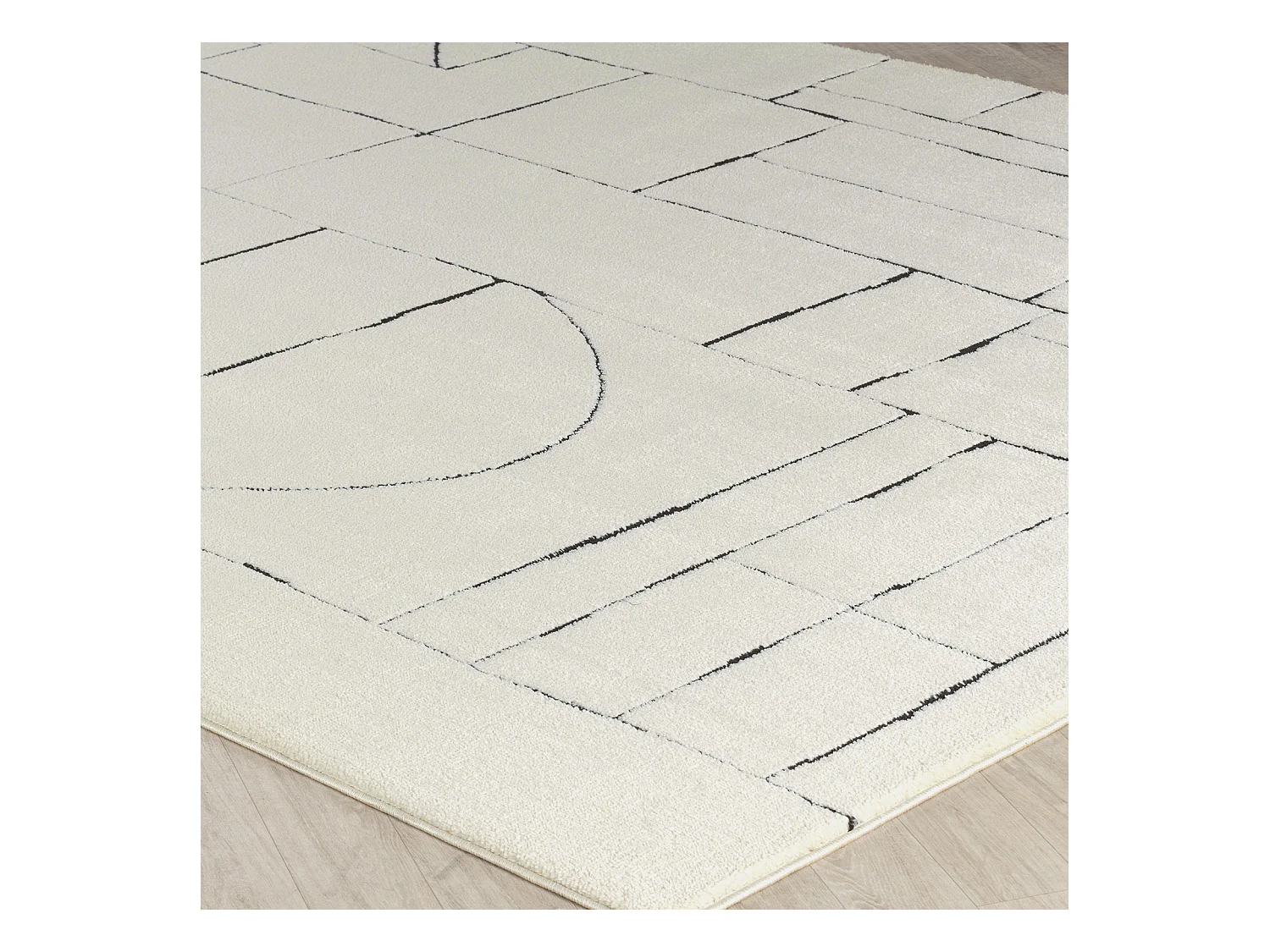 Tapis Scandinave Moderne - Ivoire/Gris - 160x213cm - LISA