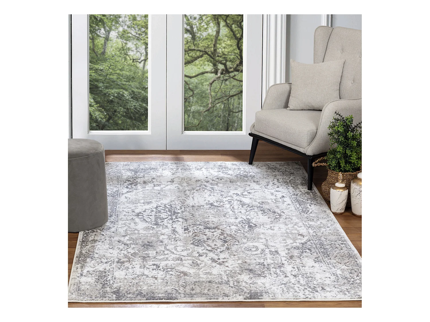 Tapis Vintage Oriental - Blanc/Gris - 120x170cm - FATIMA