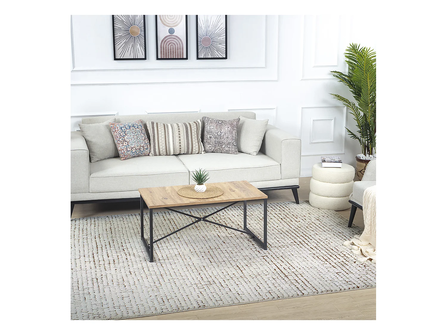 Tapis Scandinave Moderne - Ivoire/Terracotta - 160x213cm - AMANDINE