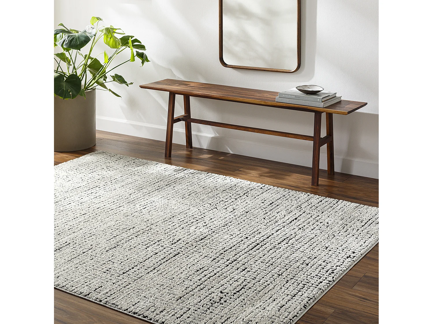 Modern Scandinavisch Tapijt - Ivoor/Zwart - 200x275cm - AMANDINE