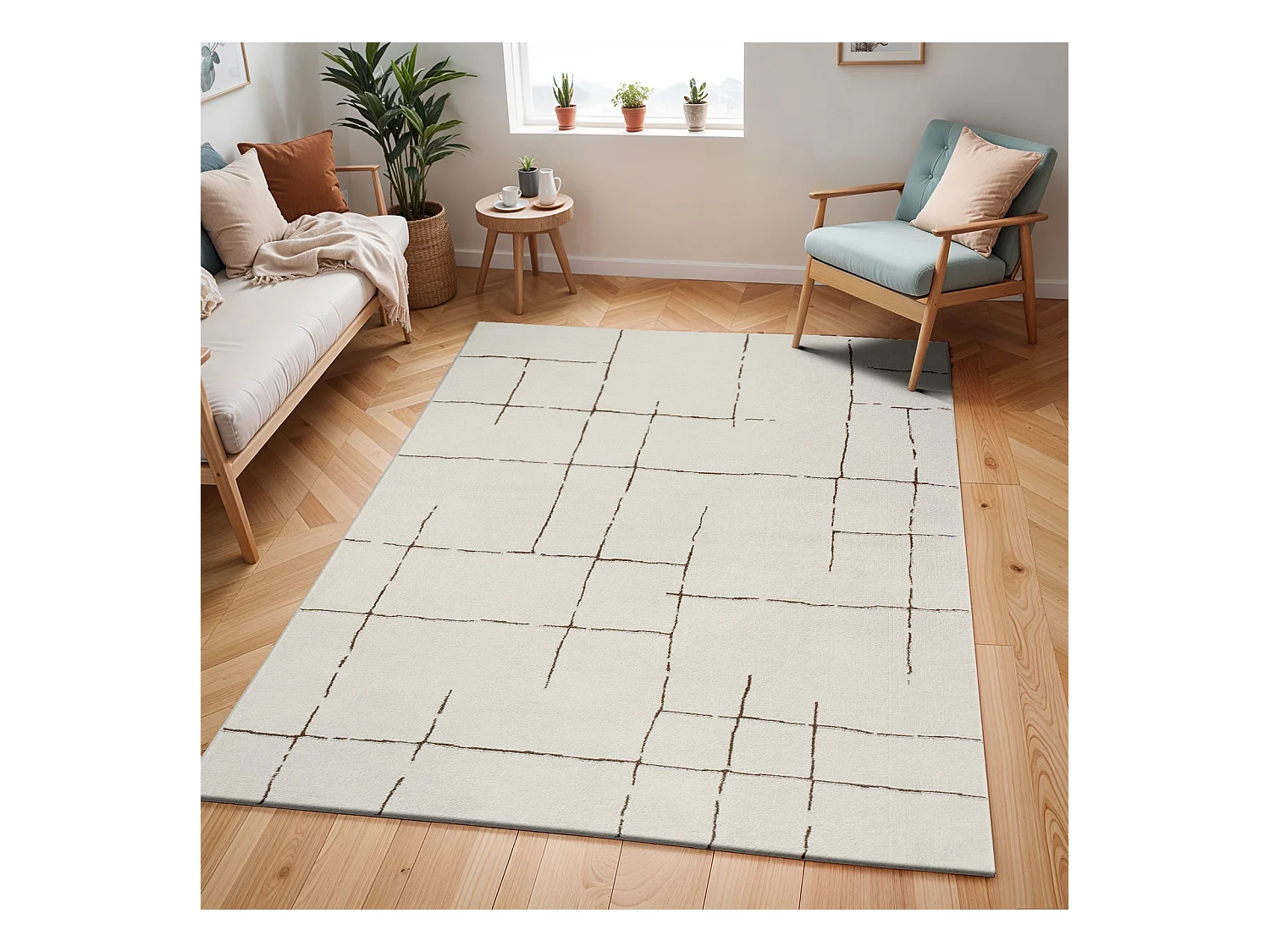 Tappeto Scandinavo Moderno - Avorio/Terracotta - 200x275cm - AVA