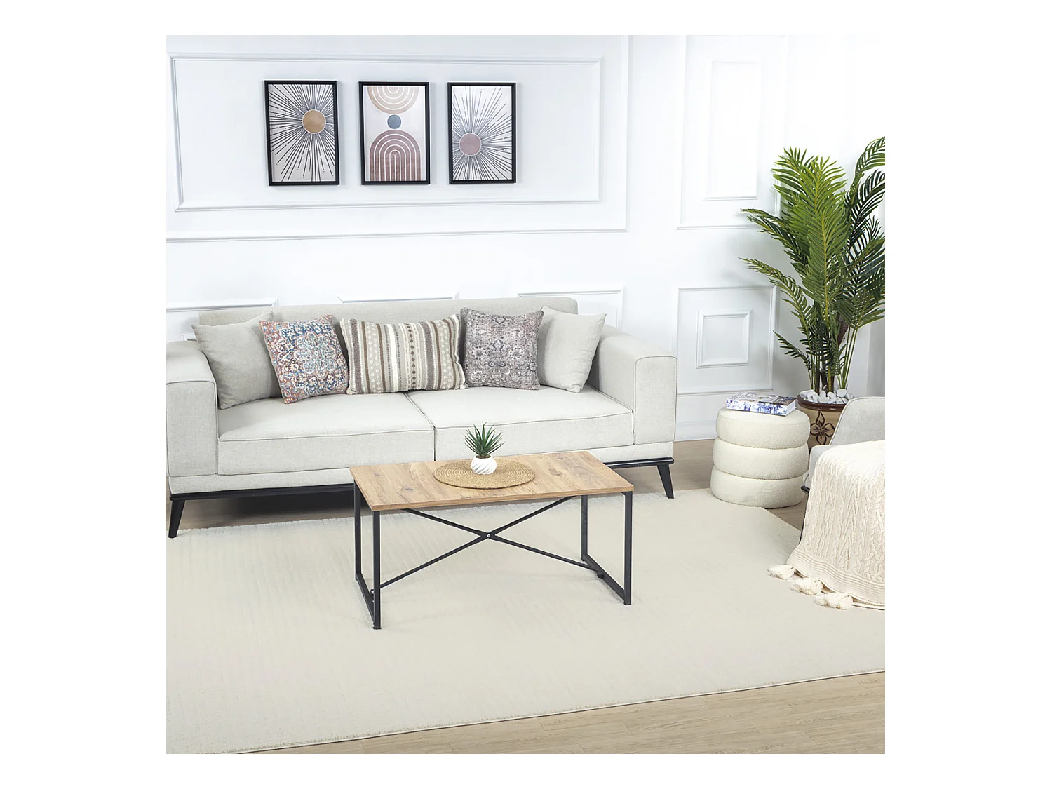 Tapis Scandinave Moderne - Ivoire - 200x275cm - AMANDINE