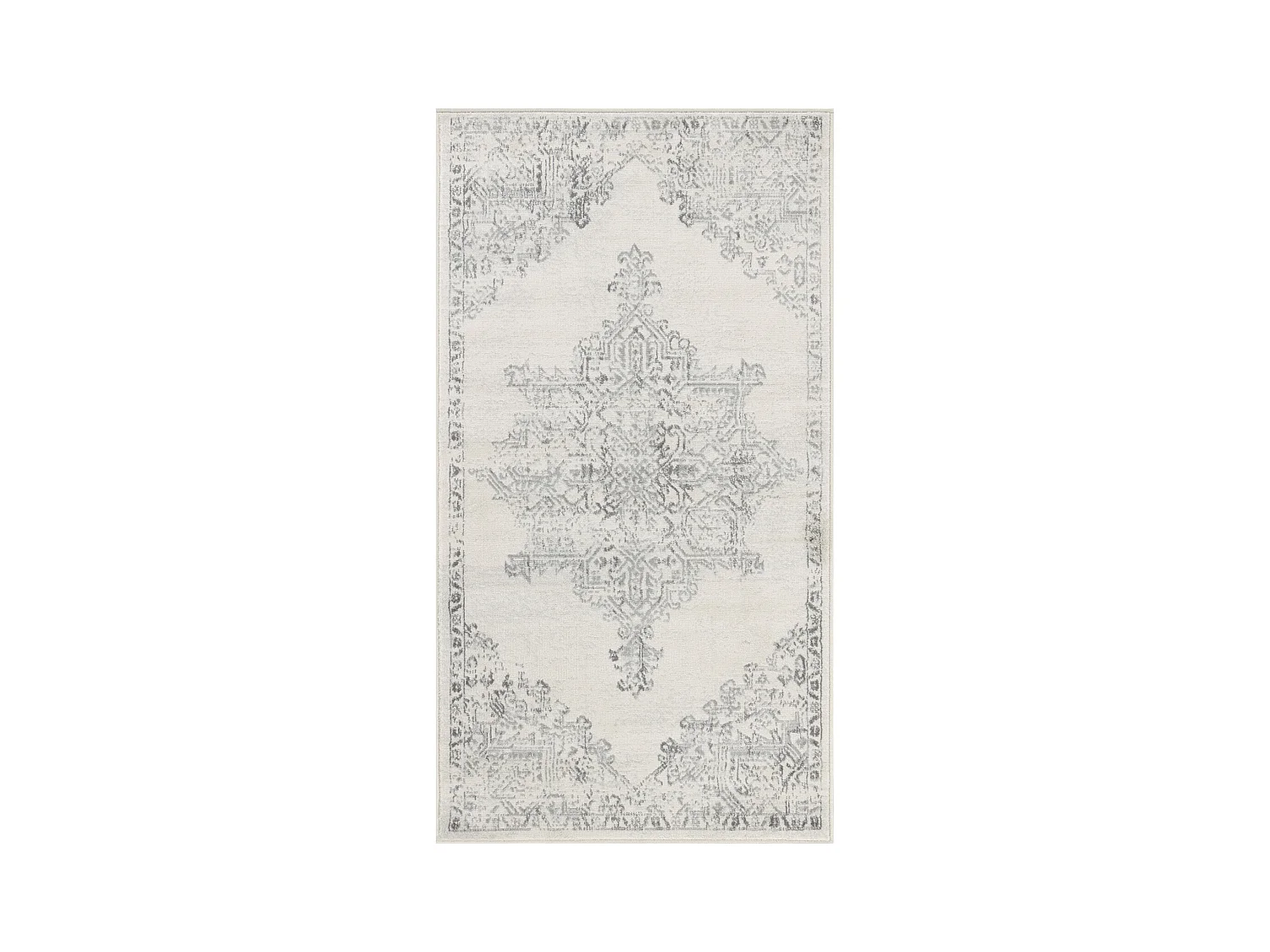 Vintage Oosters Tapijt - Wit/Grijs - 80x150cm - CEREN