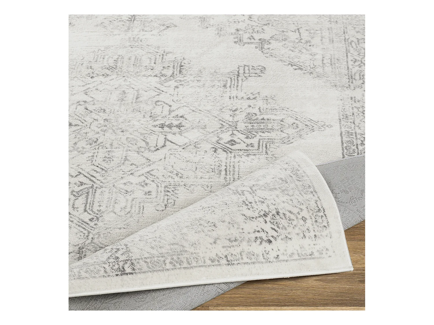 Vintage Oosters Tapijt - Wit/Grijs - 80x150cm - CEREN