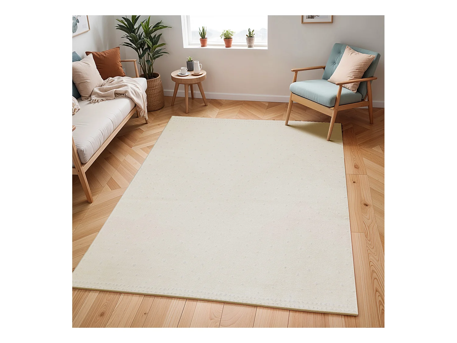 Scandinavisch Tapijt met Stippen - Ivoor - 160x213cm - HIKARI