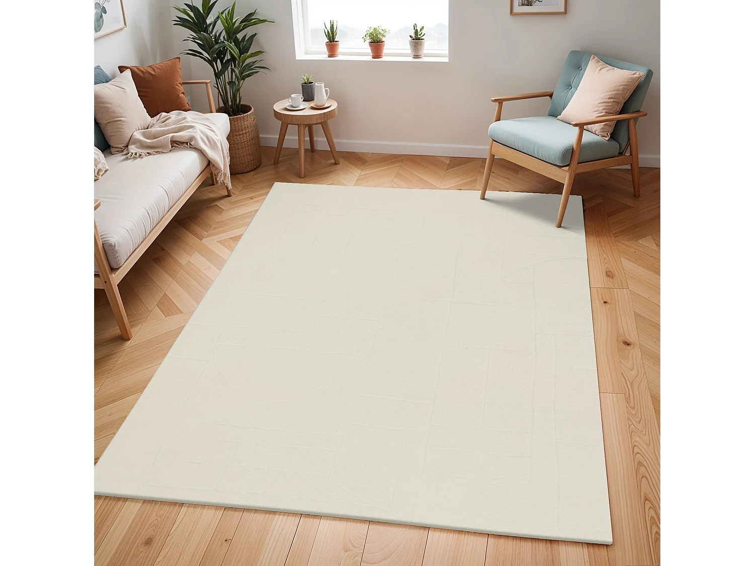 Alfombra Escandinava Moderna - Marfil - 160x213cm - AVA