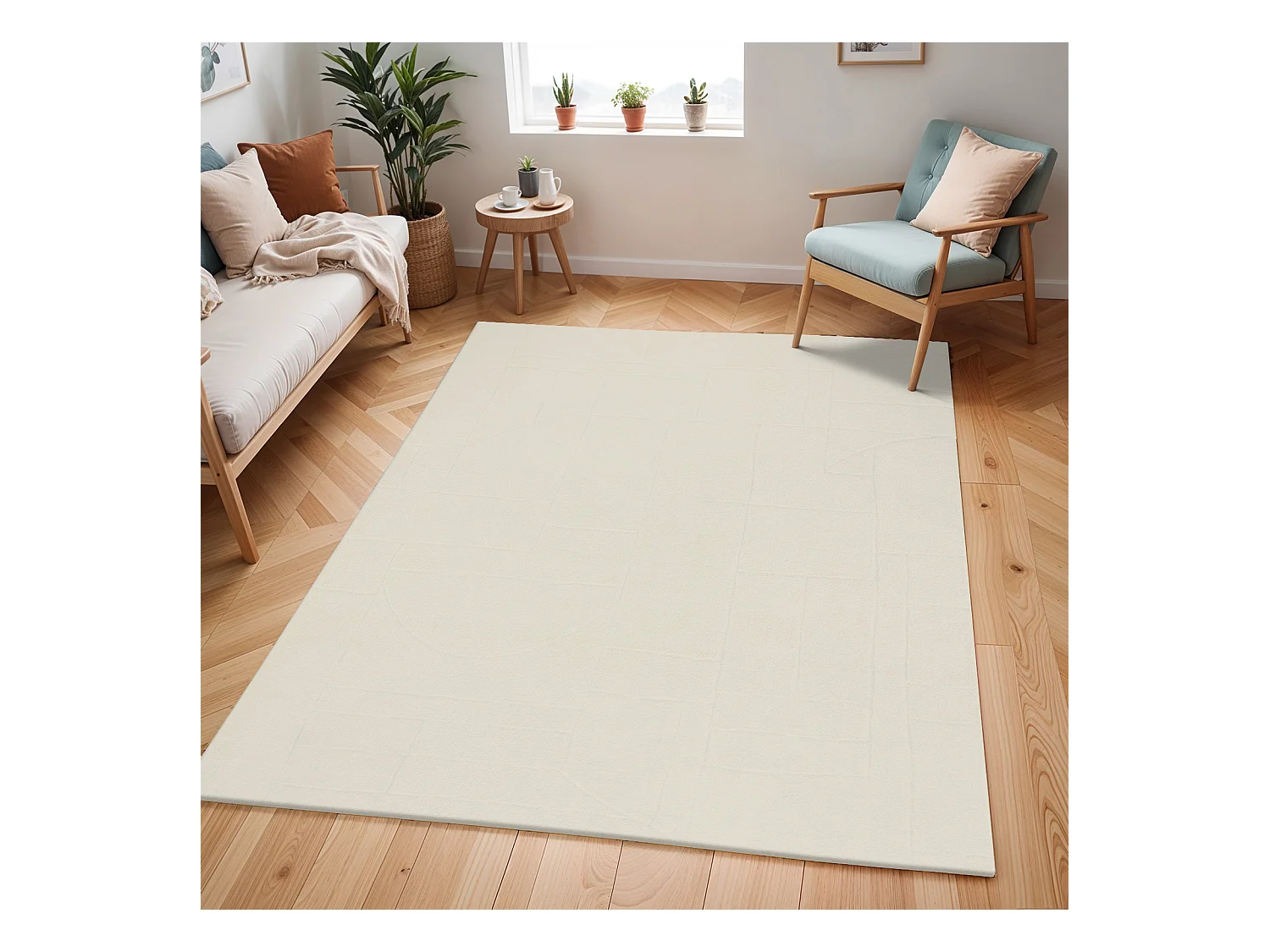 Tapis Scandinave Moderne - Ivoire - 160x213cm - AVA