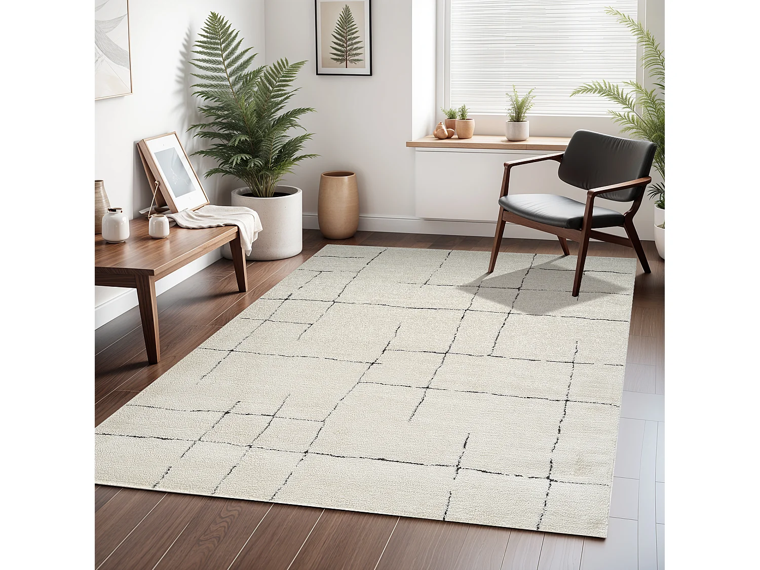 Tapis Scandinave Moderne - Ivoire/Gris - 160x213cm - AVA