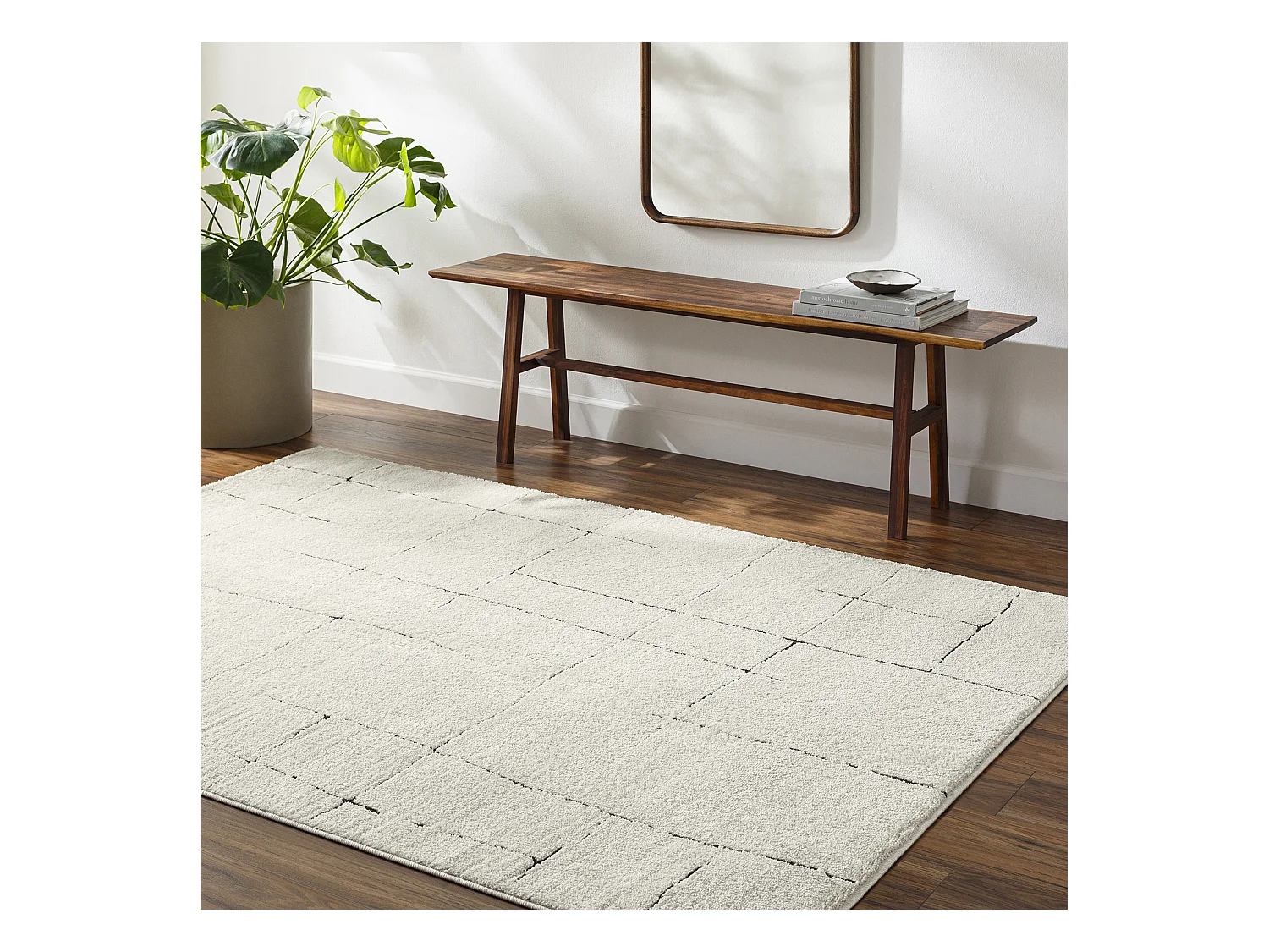 Modern Scandinavisch Tapijt - Ivoor/Grijs - 160x213cm - AVA