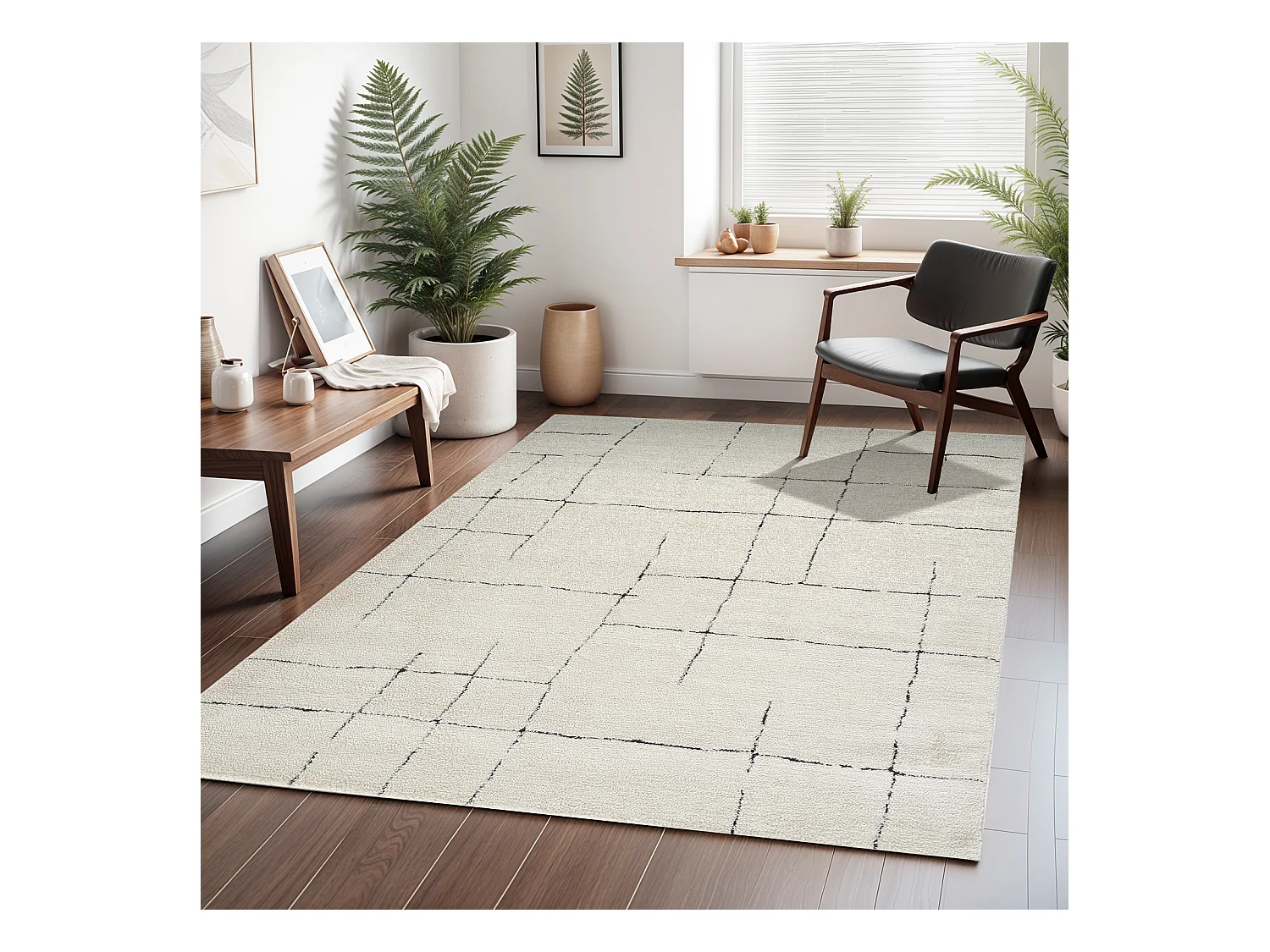 Modern Scandinavisch Tapijt - Ivoor/Grijs - 160x213cm - AVA
