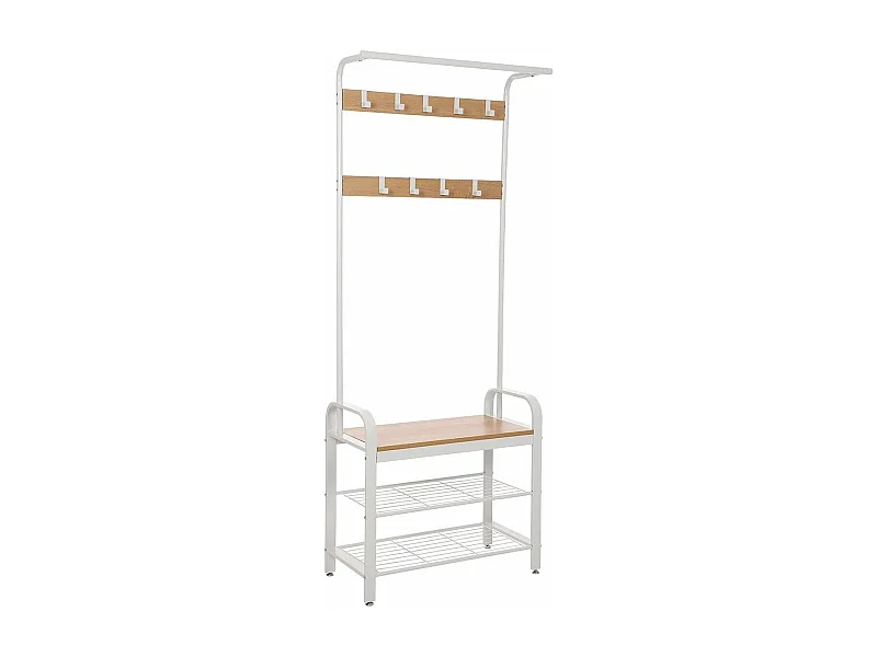Porte-manteau avec étagères à chaussures et crochets amovibles - H183 cm