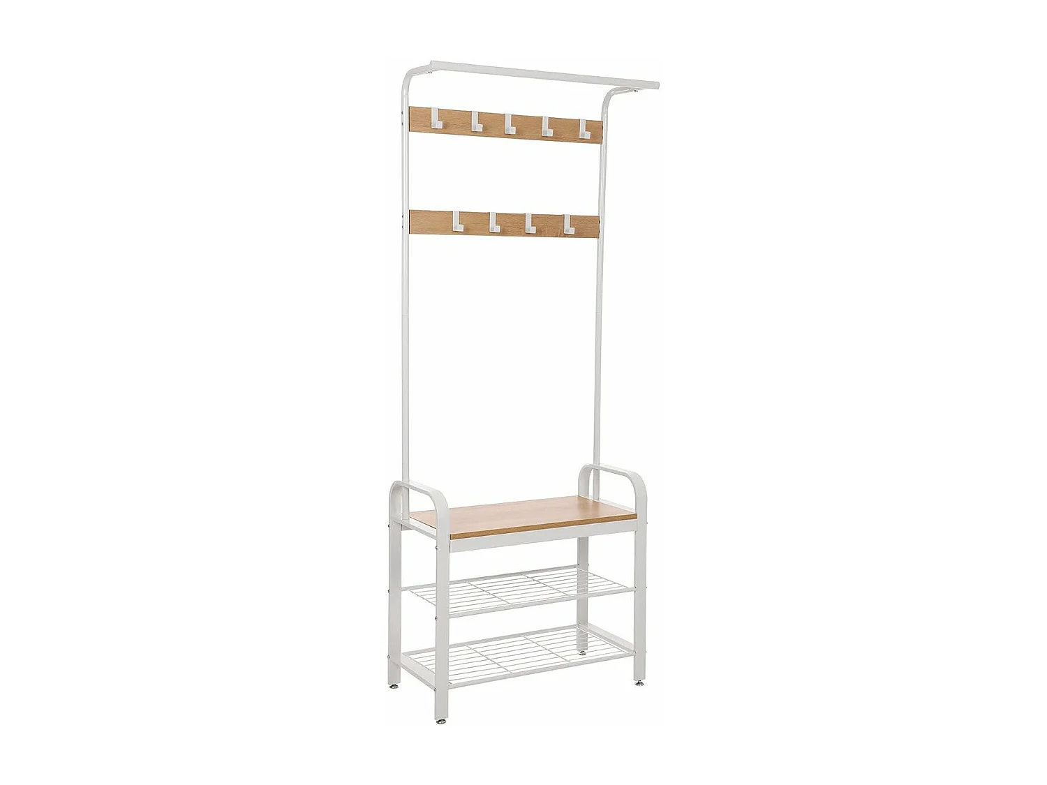 Porte-manteau avec étagères à chaussures et crochets amovibles - H183 cm