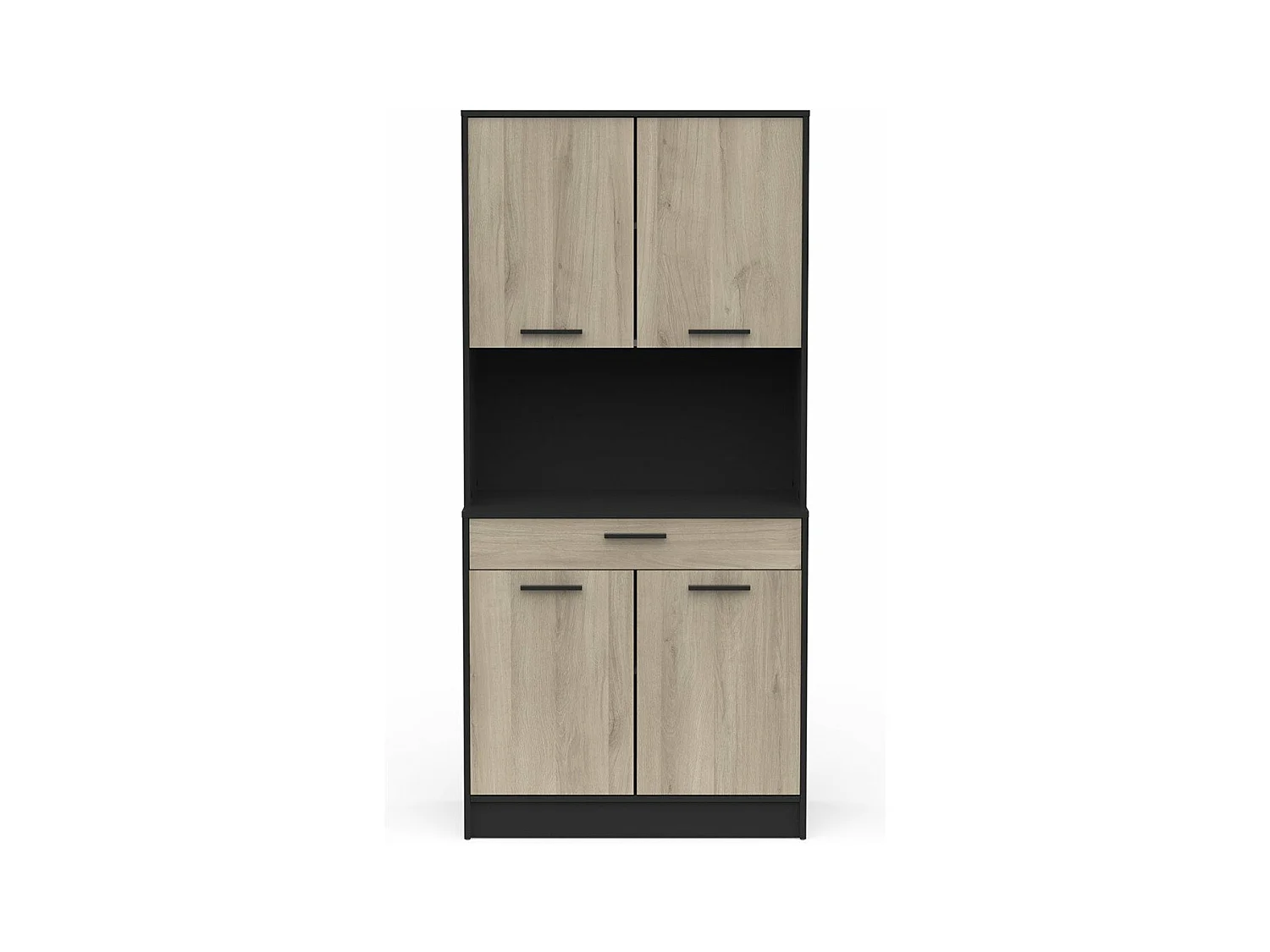 Móvel Alto de Cozinha AMBIHOME NAPO Preto/Carvalho C84xP40xA177cm