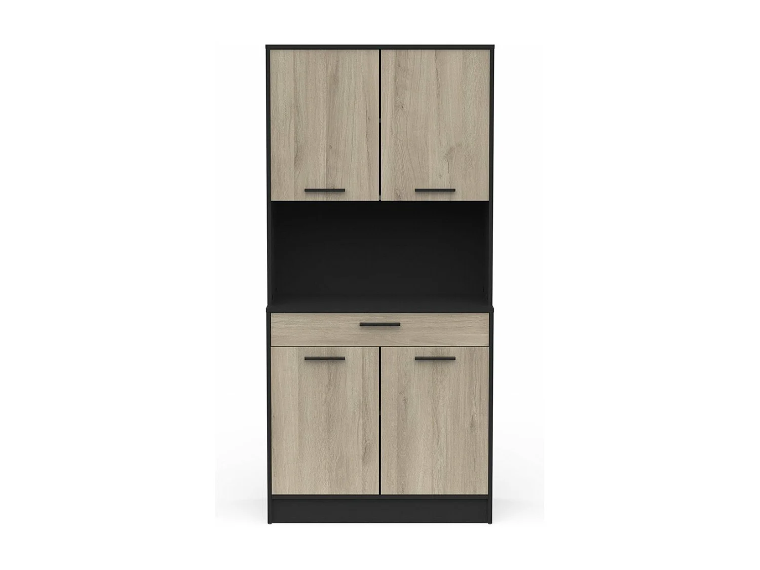 Móvel Alto de Cozinha AMBIHOME NAPO Preto/Carvalho C84xP40xA177cm