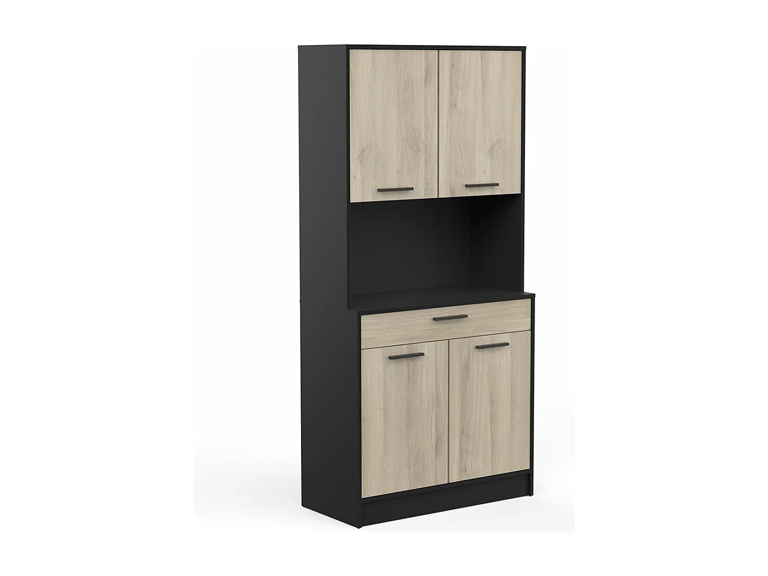 Móvel Alto de Cozinha AMBIHOME NAPO Preto/Carvalho C84xP40xA177cm