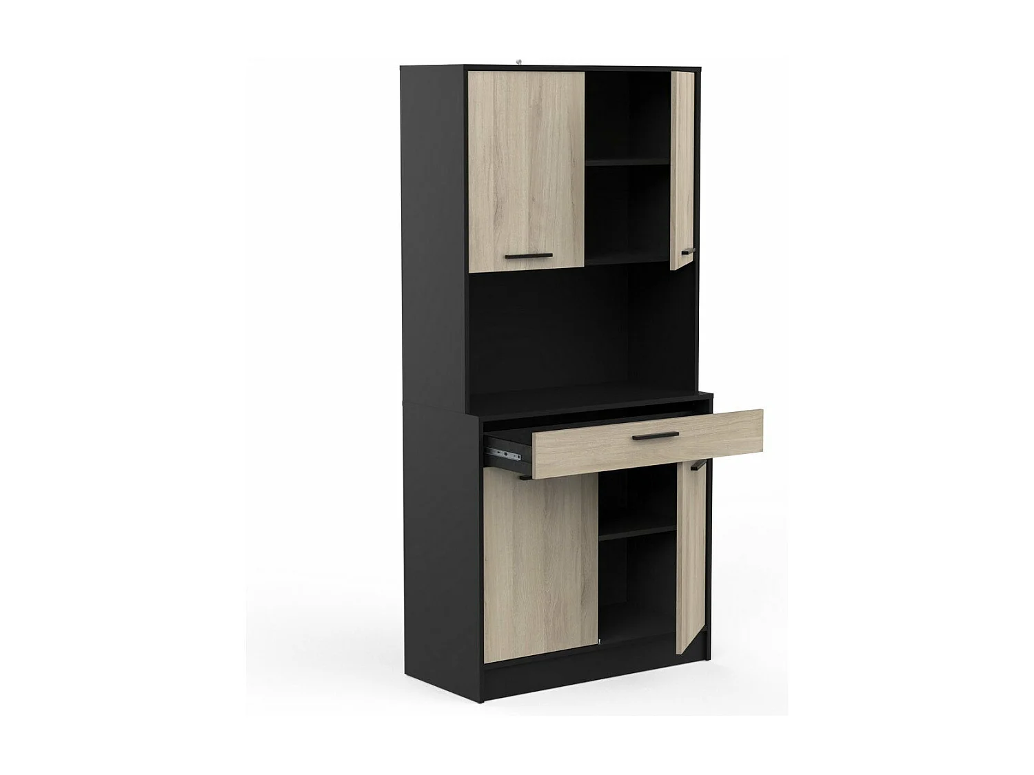 Móvel Alto de Cozinha AMBIHOME NAPO Preto/Carvalho C84xP40xA177cm