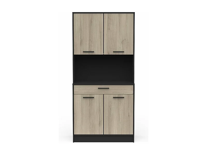 Móvel Alto de Cozinha AMBIHOME NAPO Preto/Carvalho C84xP40xA177cm