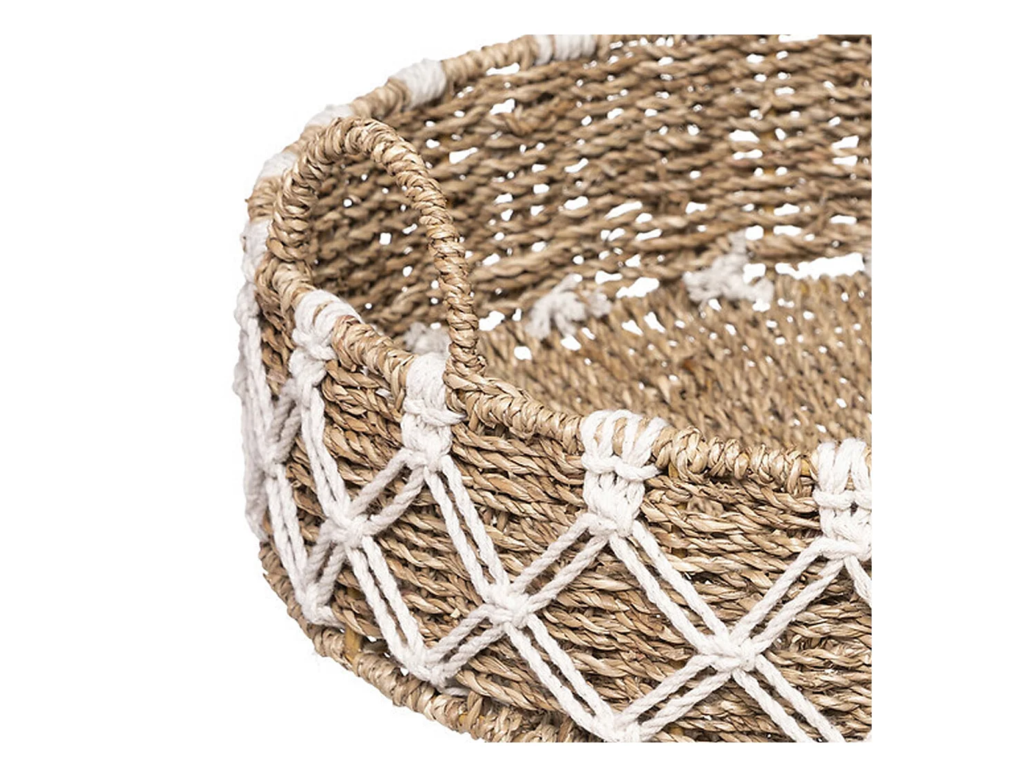 Plateau en Macramé Coton et Roseau naturel D 38.5 cm